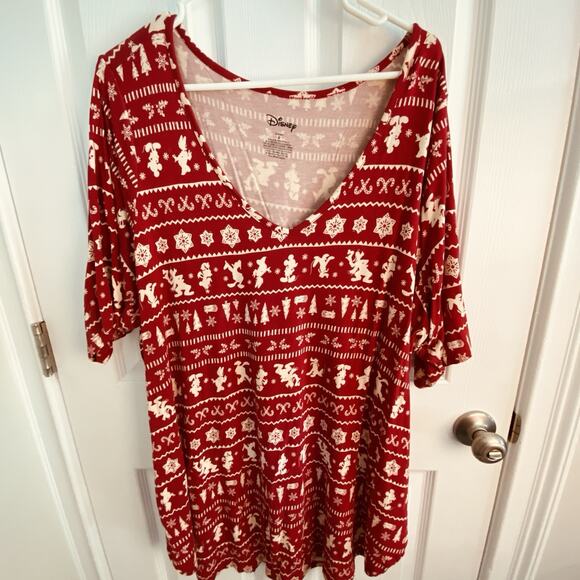 Torrid Disney Favorite Tunic Super Soft Mickey Friends Holiday Fair Isle Red 4X - Picture 2 of 7